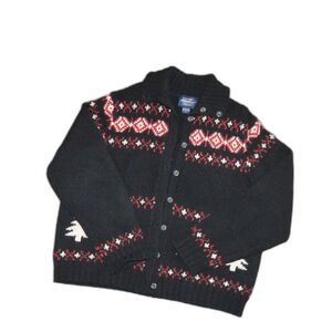 Eddie Bauer Collectibles Christmas Holiday Winter 100% Lambswool Cardigan XL
